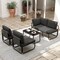 Outdoor Patio Furniture Set 4-Piece Metal Frame Cushioned Loveseat Armless Sofas Coffee Table